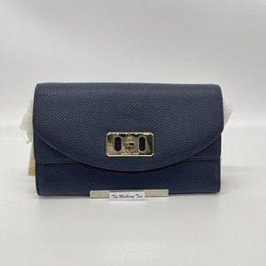 Michael Kors Karson Wallet Clutch Crossbody Navy Leather 35T8GKRC7L NWT Org $248